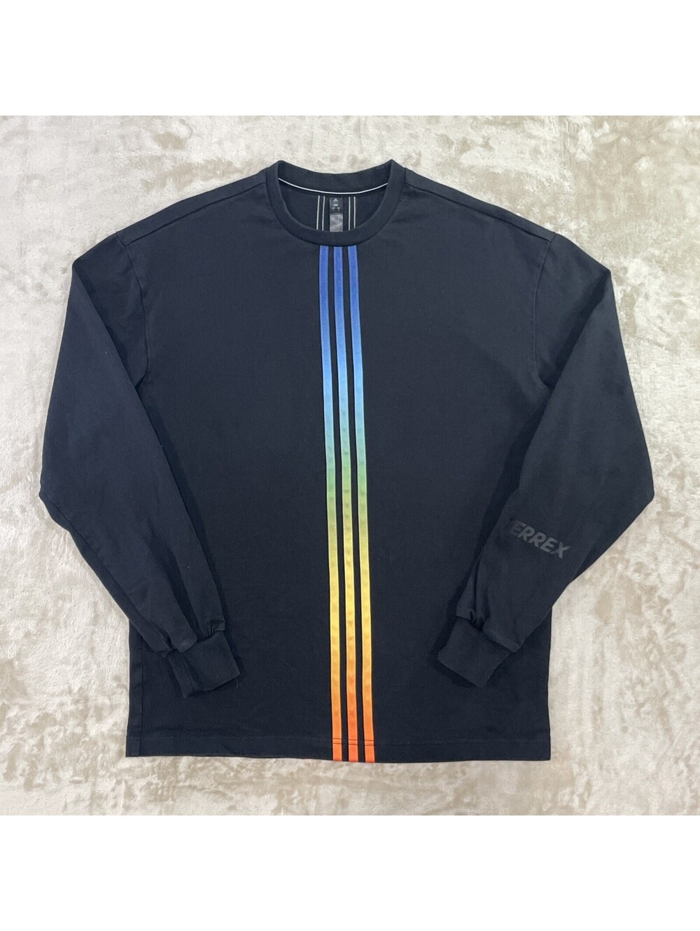 Kith x Adidas Terrex Heavyweight Black Long Sleeve Tee Shirt Black Rainbow Men S